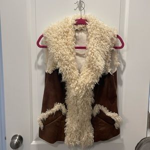 Faux suede fur trim vest